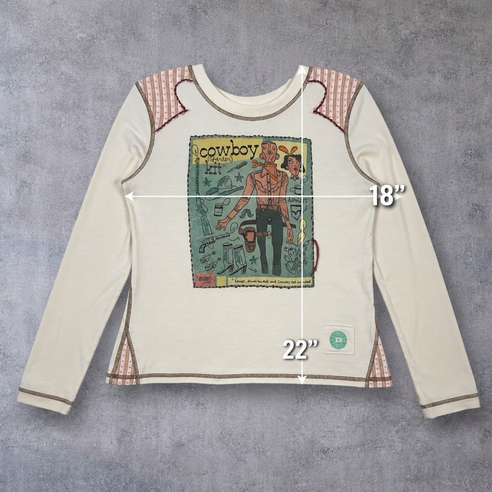 Double D Ranch Cowboy Starter Kit Long Sleeve Pullover T-Shirt Womens M Western - Picture 10 of 10